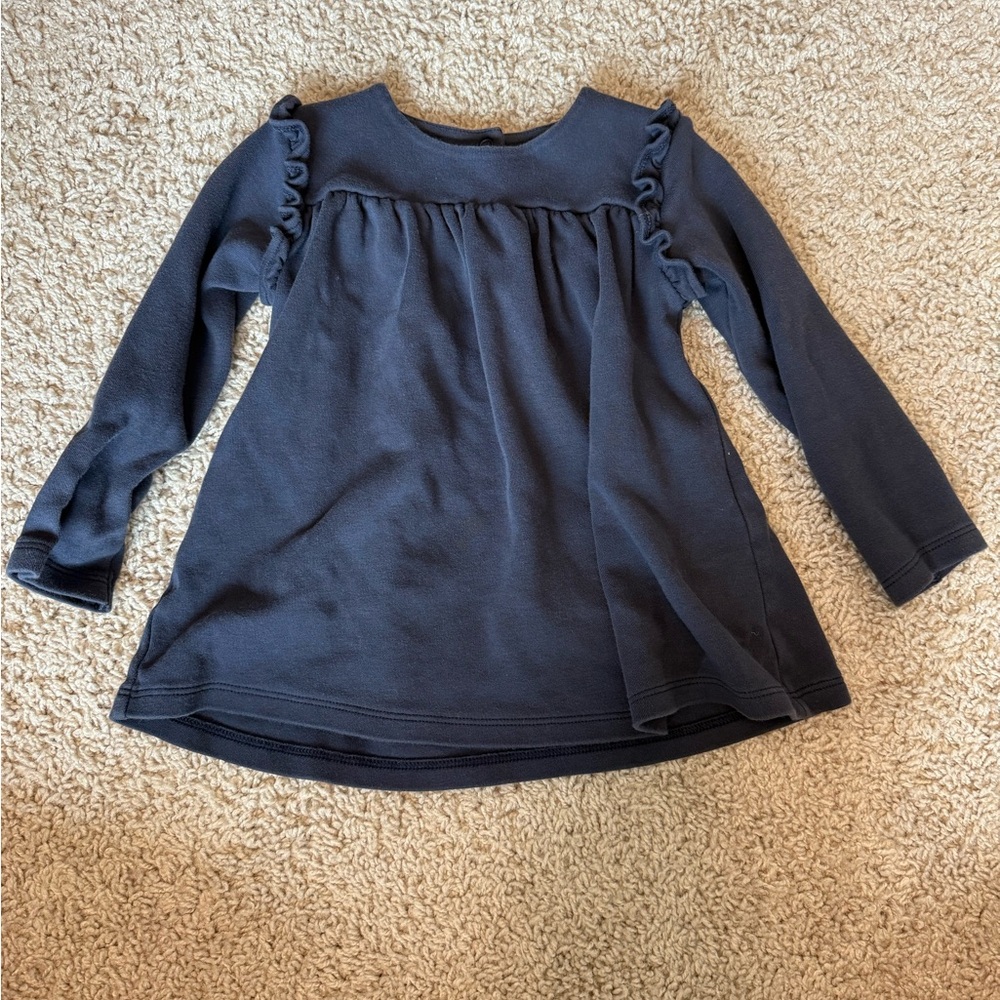 The Beaufort Bonnet Company Navy Long-Sleeve Ruffle Yoke Top